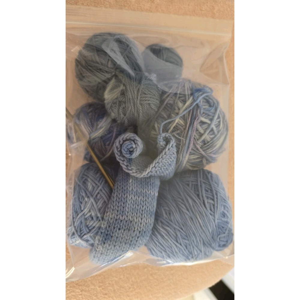 Lot of Blue yarn different Shades And sizes Of Blues As Is w/a Bonus!
